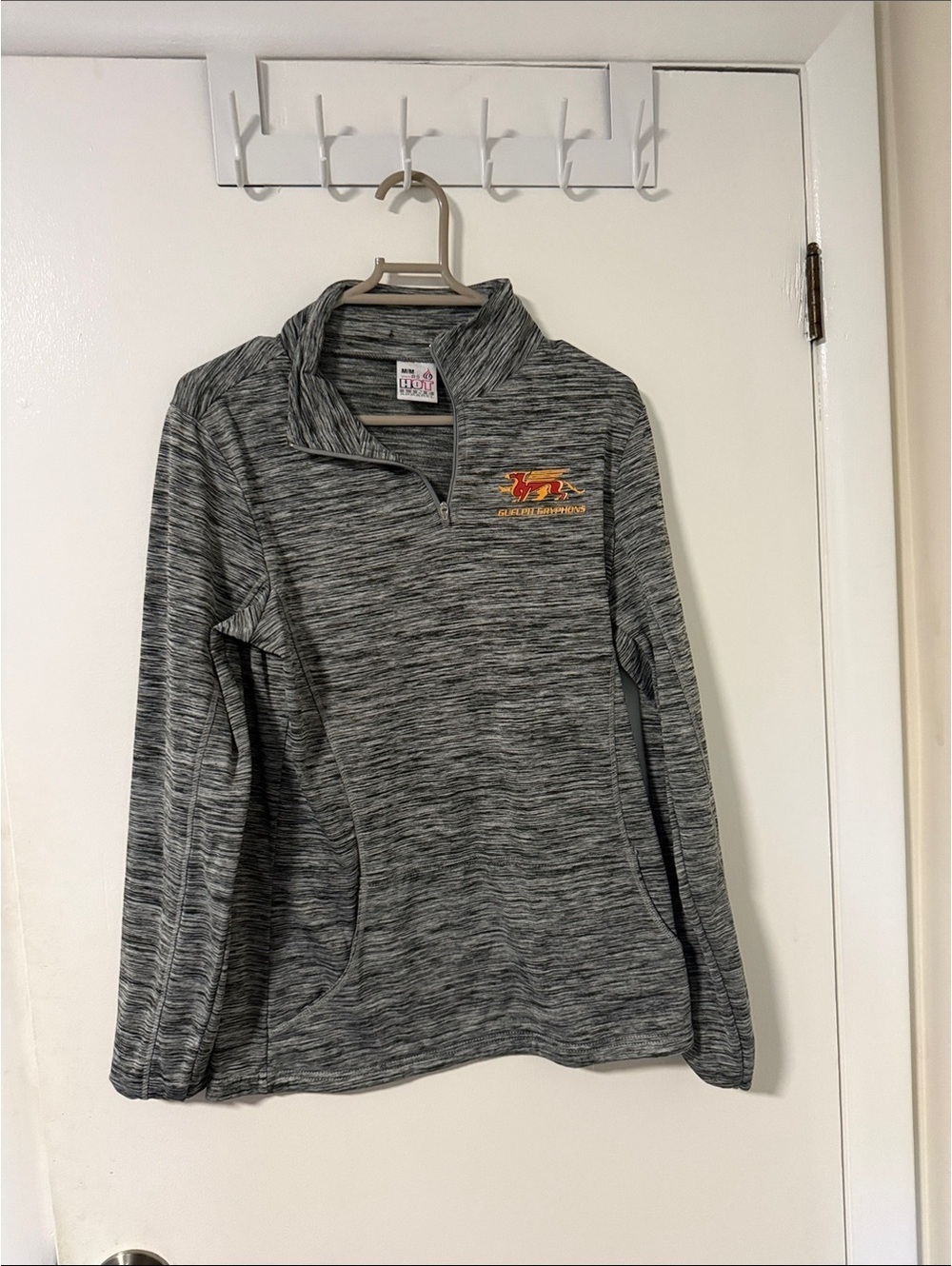Gray Guelph Gryphons Marbled Quarter-Zip Pullover with Embroidered Logo